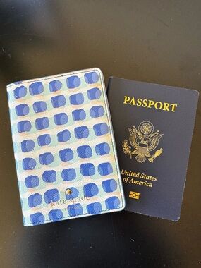 kate spade Blue and Mint Polka Dot Passport Cover